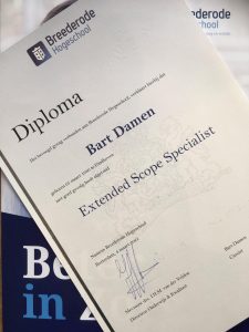 Diploma, Extended Scope Specialist, Bart Damen